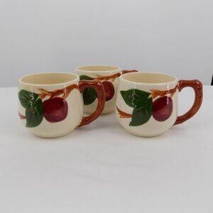 Lot of 3 Franciscan Apple Pattern Small Mugs 2.75" tall 2.87" diameter Vintage